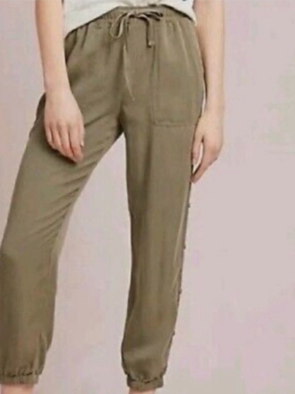Anthropologie Cloth & Stone Olive Joggers with Side Buttons